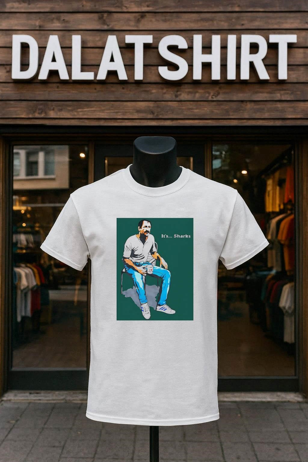 Its Sharks Man Sitting With Coffee shirt