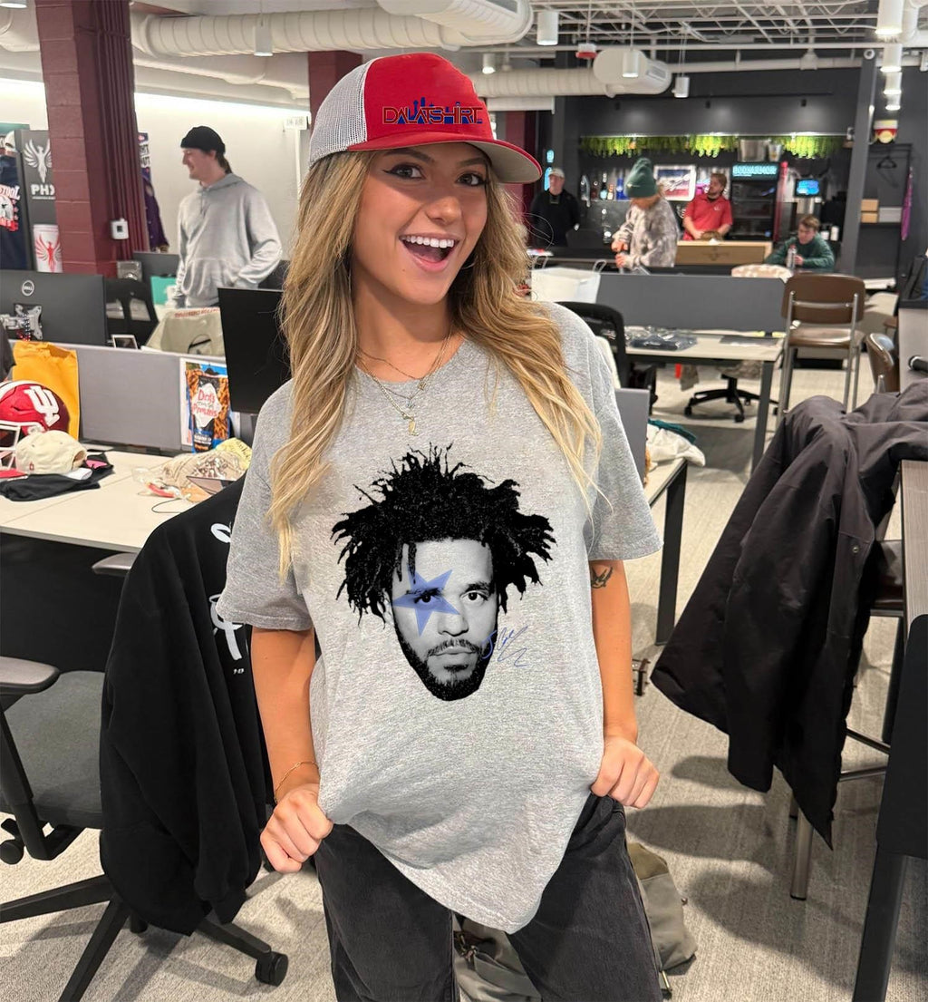 J Cole Blue Star Face Signature Graphic Music Rap shirt