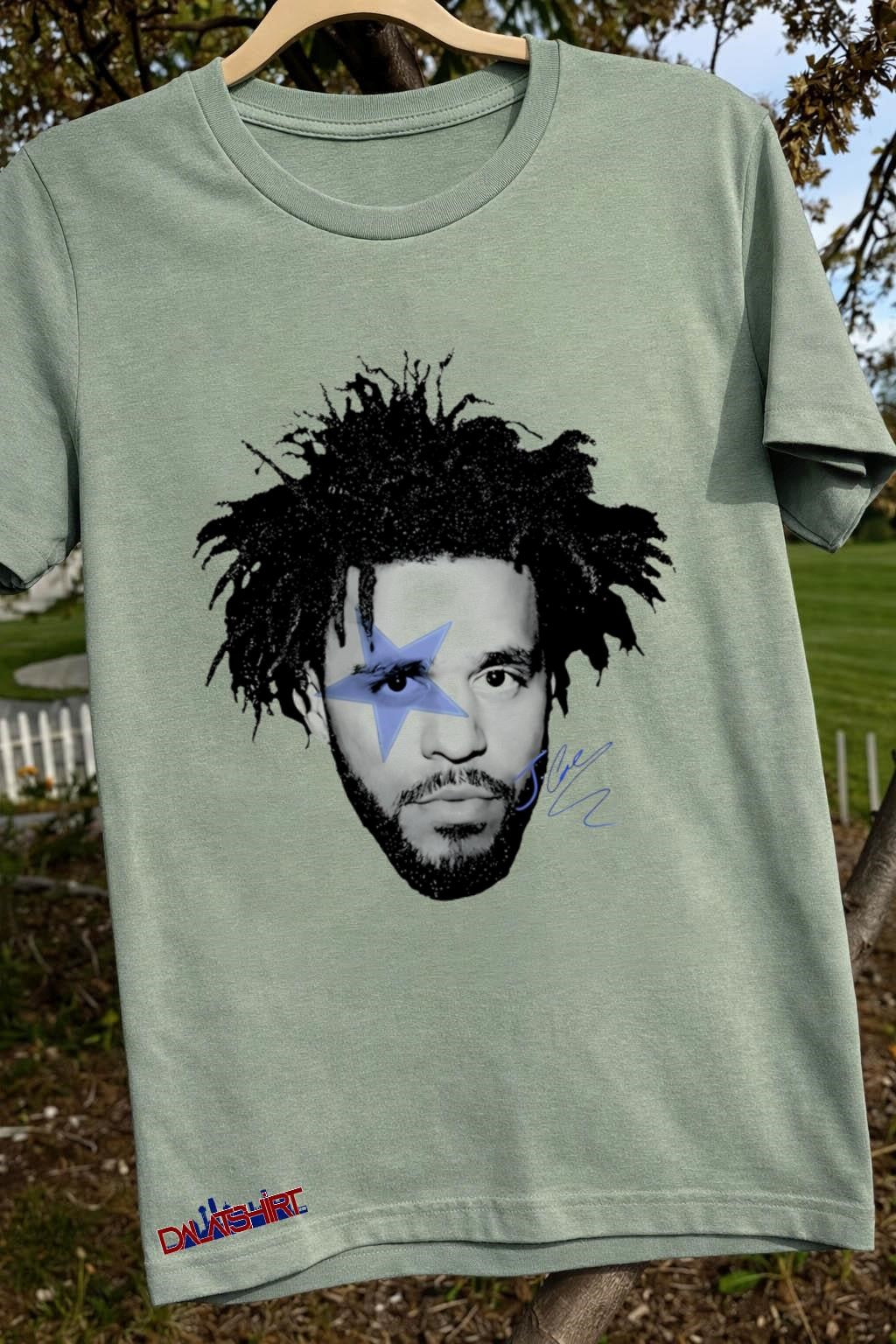 J Cole Blue Star Face Signature Graphic Music Rap shirt