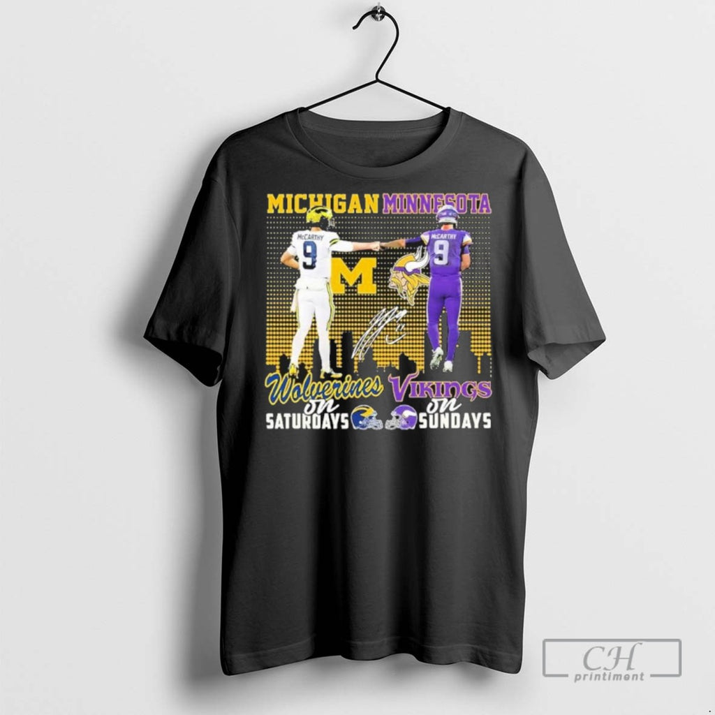 Jj Mccarty Wolverines And Vikings Football T Shirts