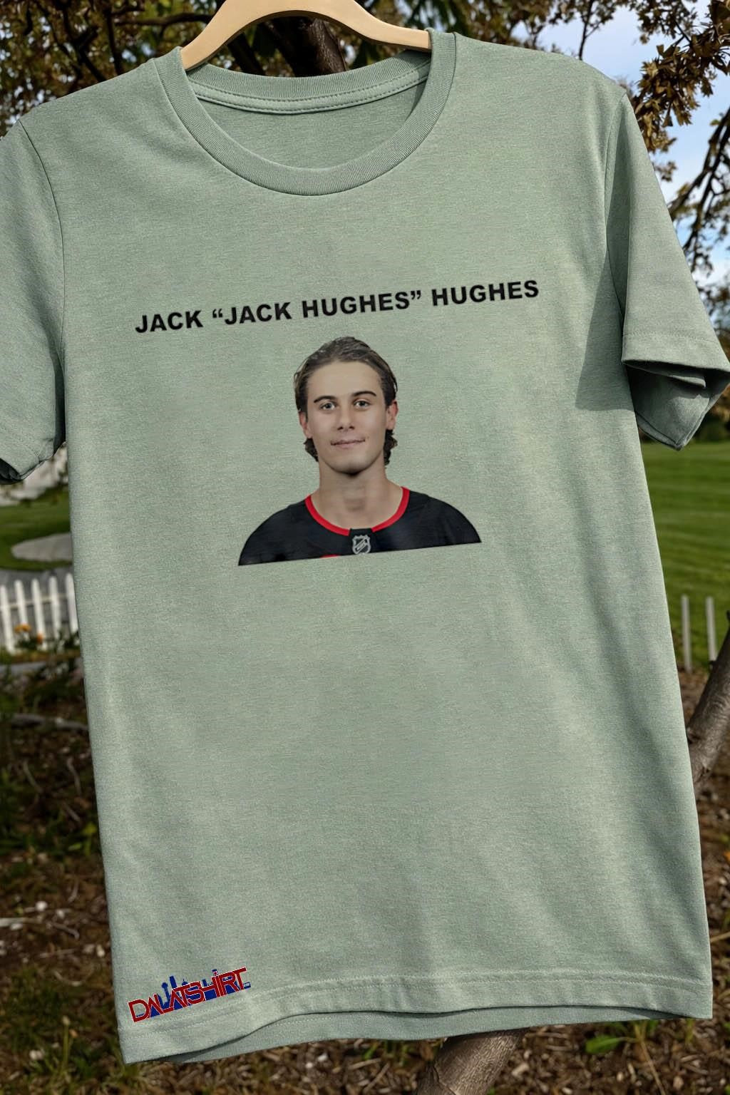 Jack Jack Hughes Hughes hockey player portrait shirt