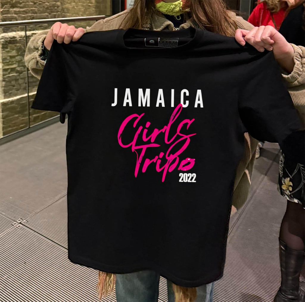 Jamaica Girls Trip 2022 Pink Script Typography shirt