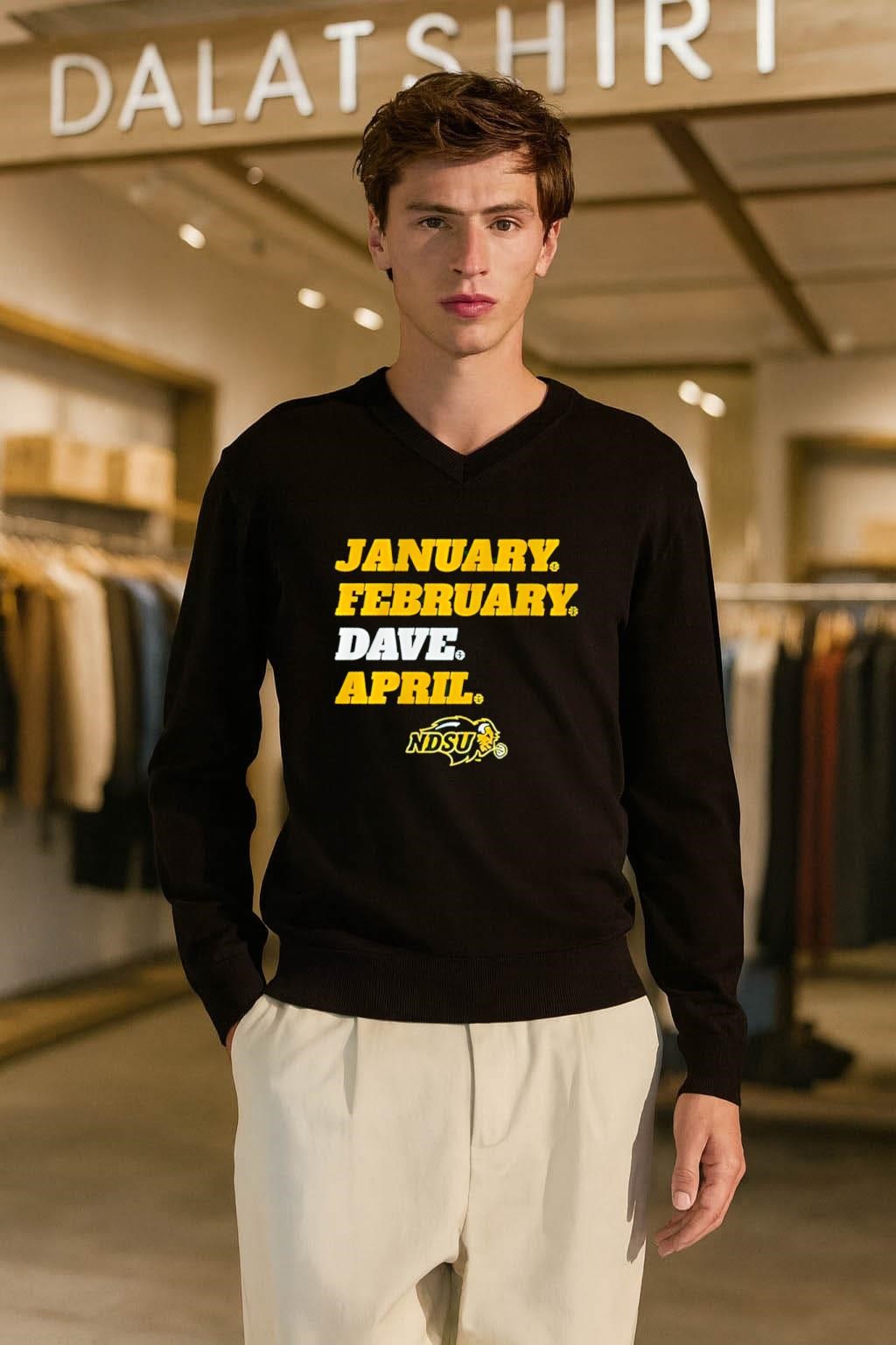 January February Dave April NDSU Bison Logo shirt