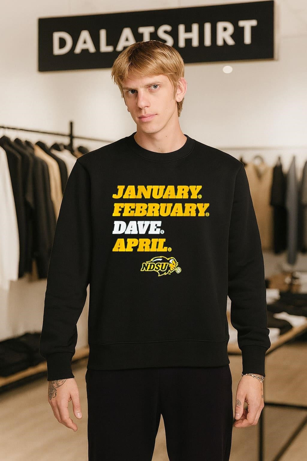 January February Dave April NDSU Bison Logo shirt