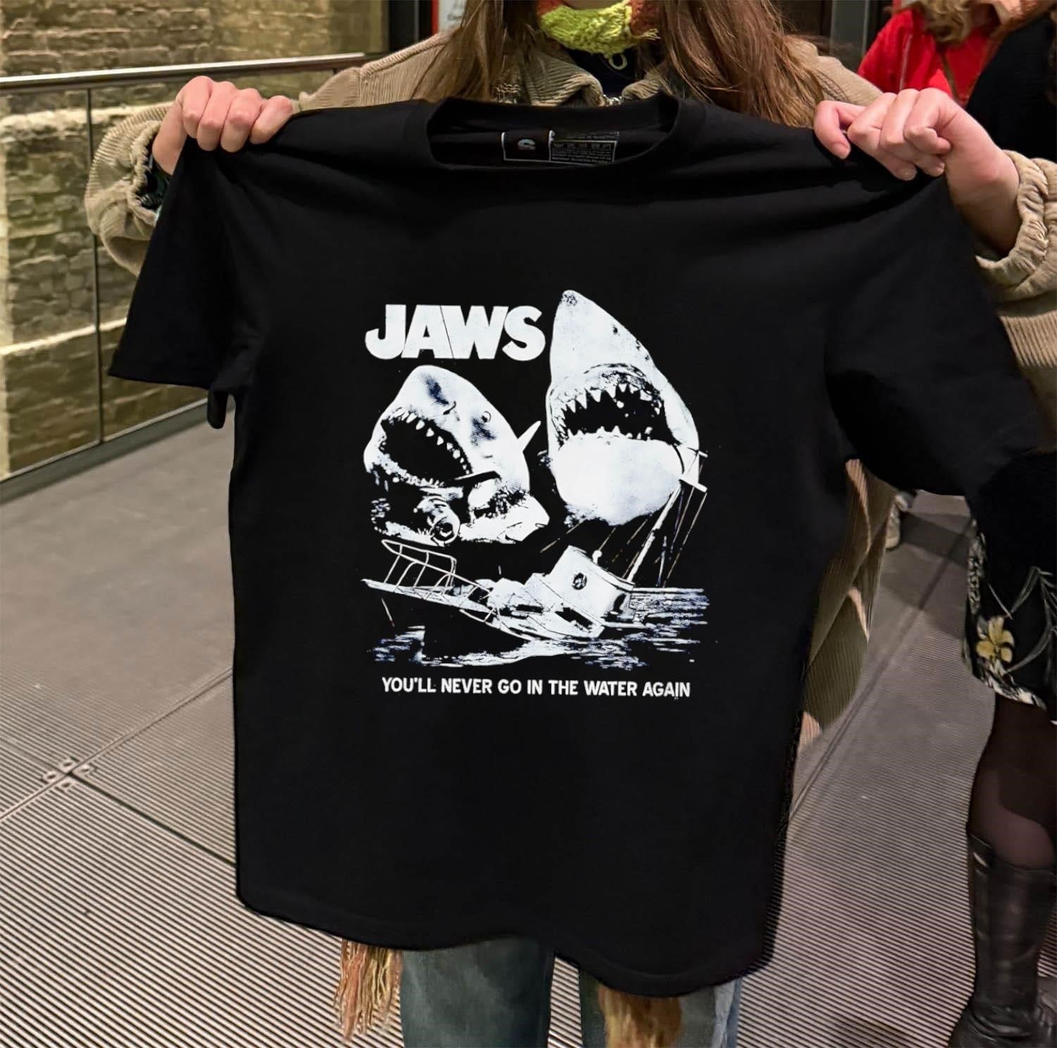 Jaws Movie Poster Shark Boat You’ll Never Go In The Water Again shirt