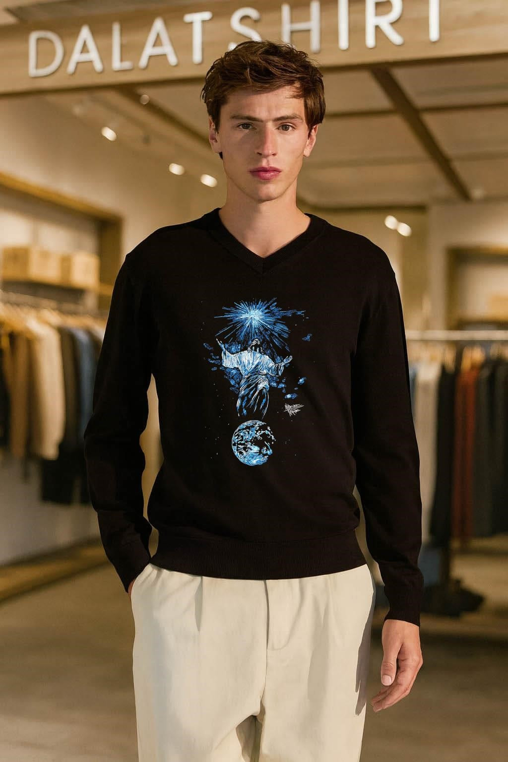 Jesus Christ Reaching For The Light Above Earth shirt