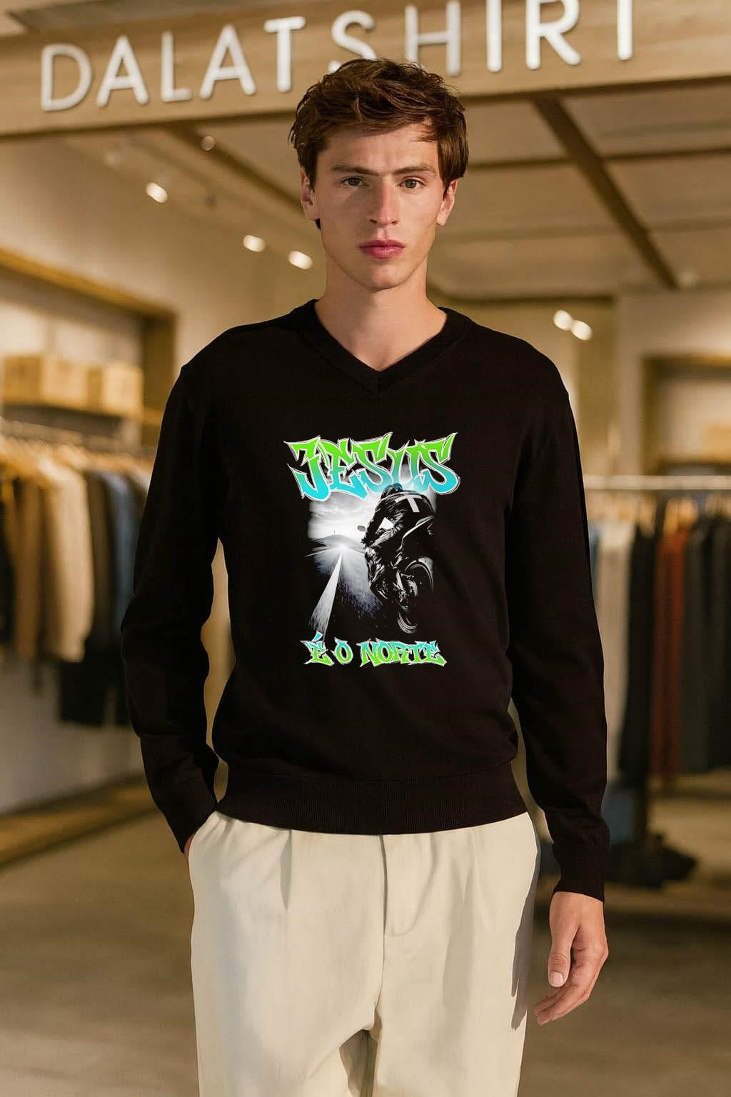 Jesus E O Norte Motorcycle Rider Graffiti shirt
