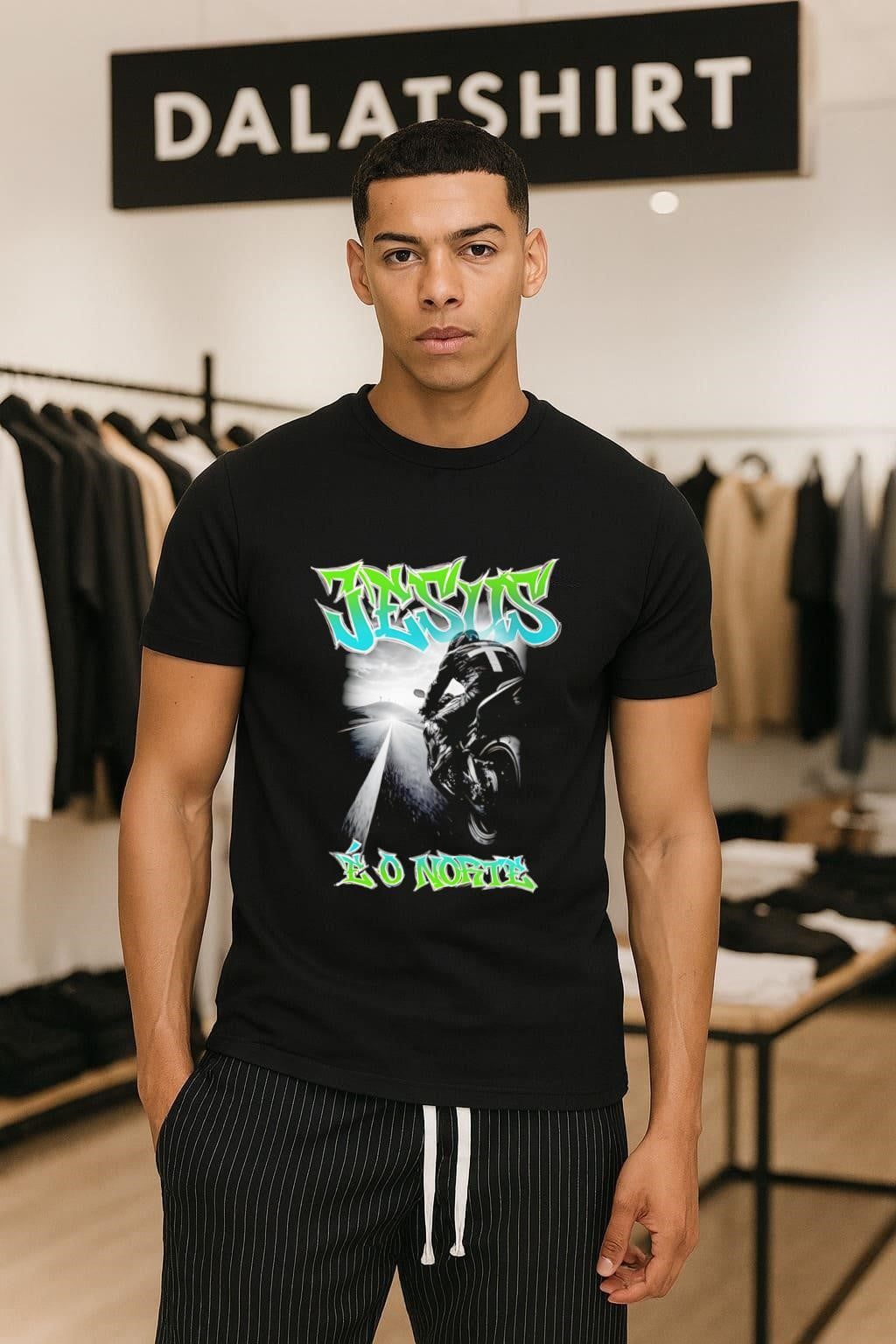 Jesus E O Norte Motorcycle Rider Graffiti shirt