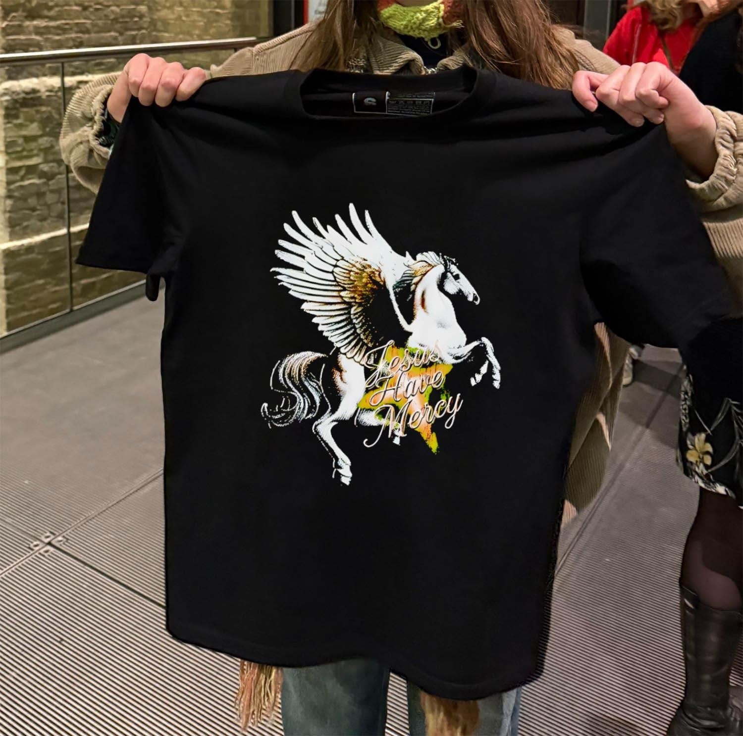 Jesus Have Mercy Winged Pegasus Horse Religious Graphic shirt
