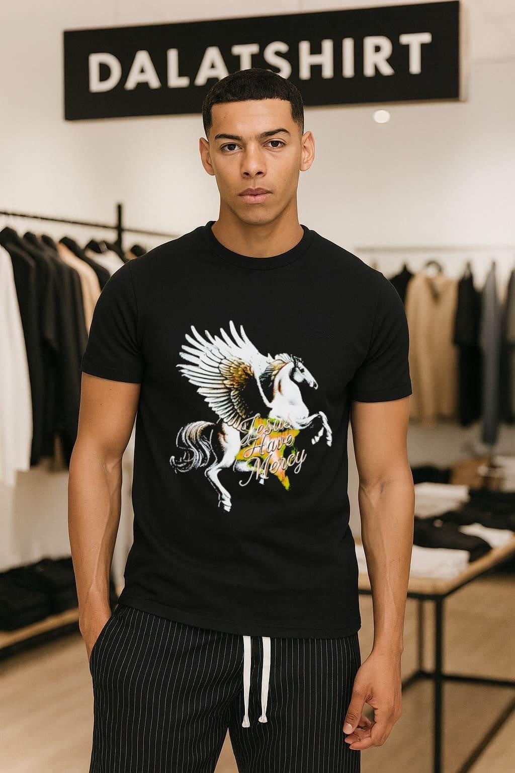 Jesus Have Mercy Winged Pegasus Horse Religious Graphic shirt