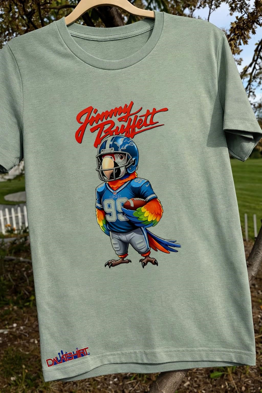 Jimmy Buffett Detroit Lions Parrot Number 99 Football shirt