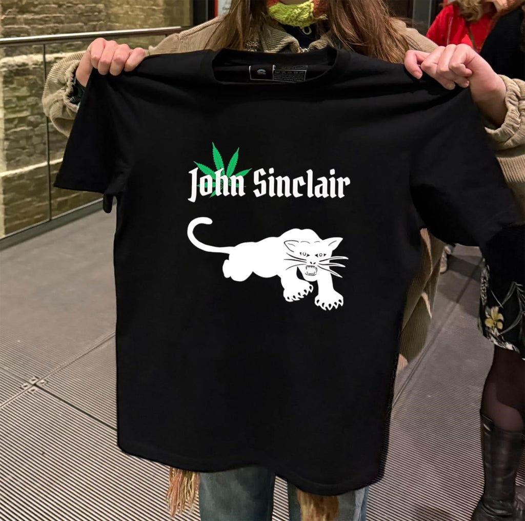 John Sinclair Marijuana Leaf White Panther Graphics shirt