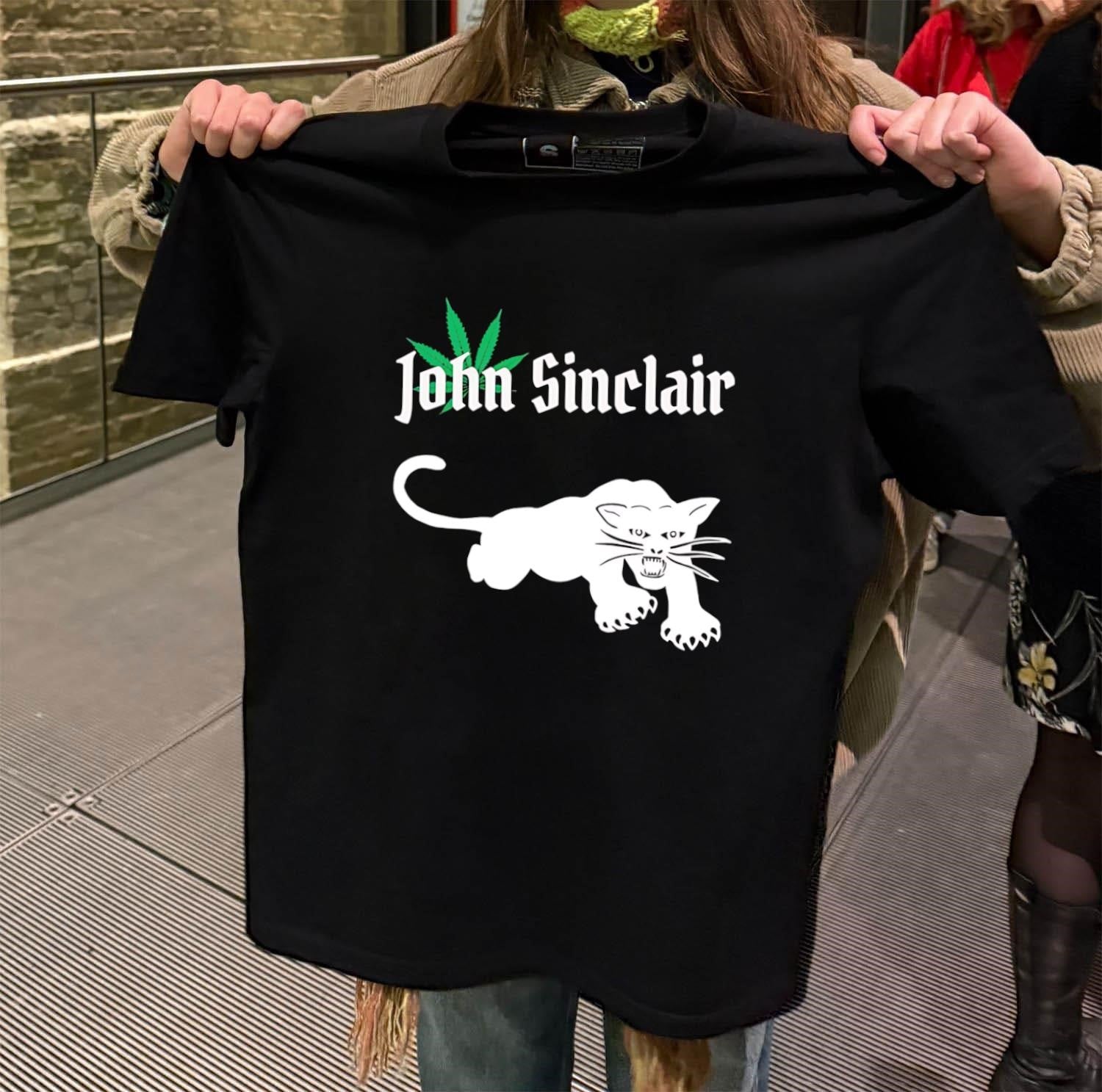 John Sinclair Marijuana Leaf White Panther Graphics shirt