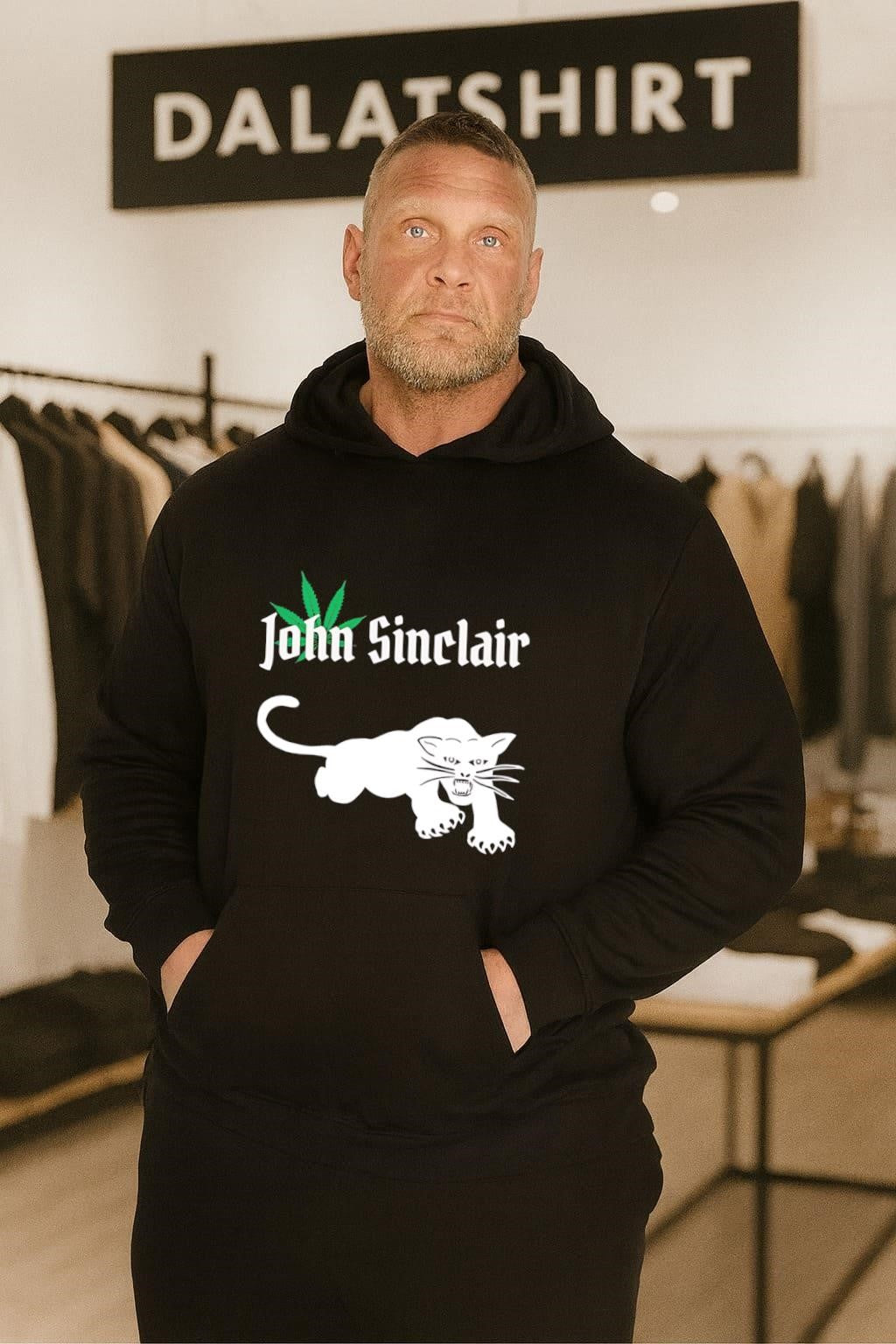 John Sinclair Marijuana Leaf White Panther Graphics shirt