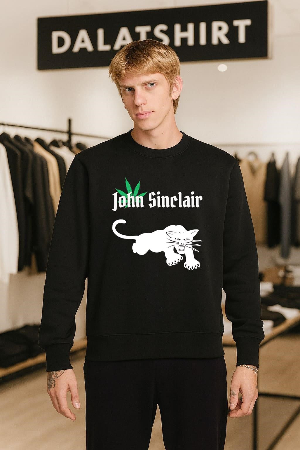John Sinclair Marijuana Leaf White Panther Graphics shirt