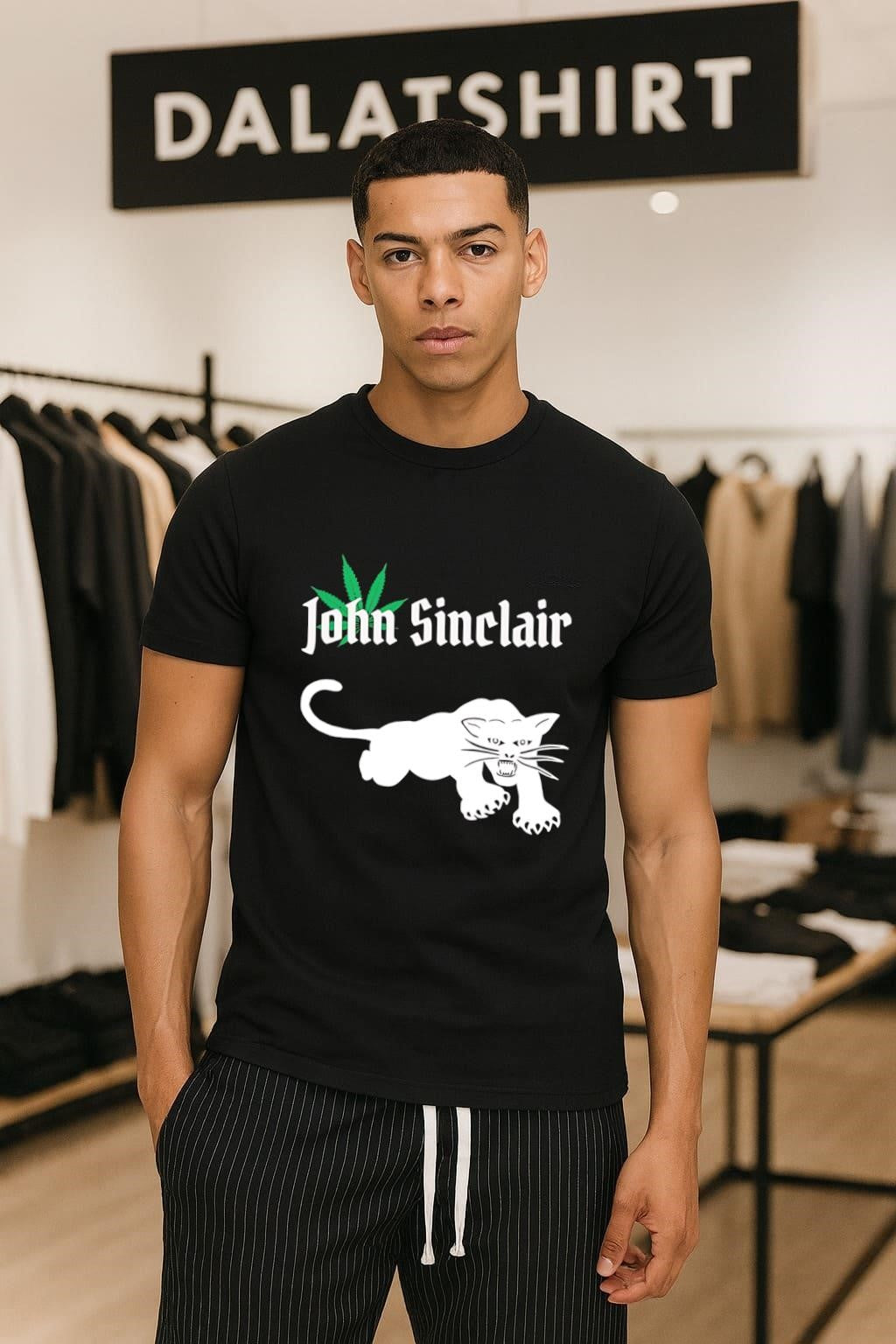 John Sinclair Marijuana Leaf White Panther Graphics shirt