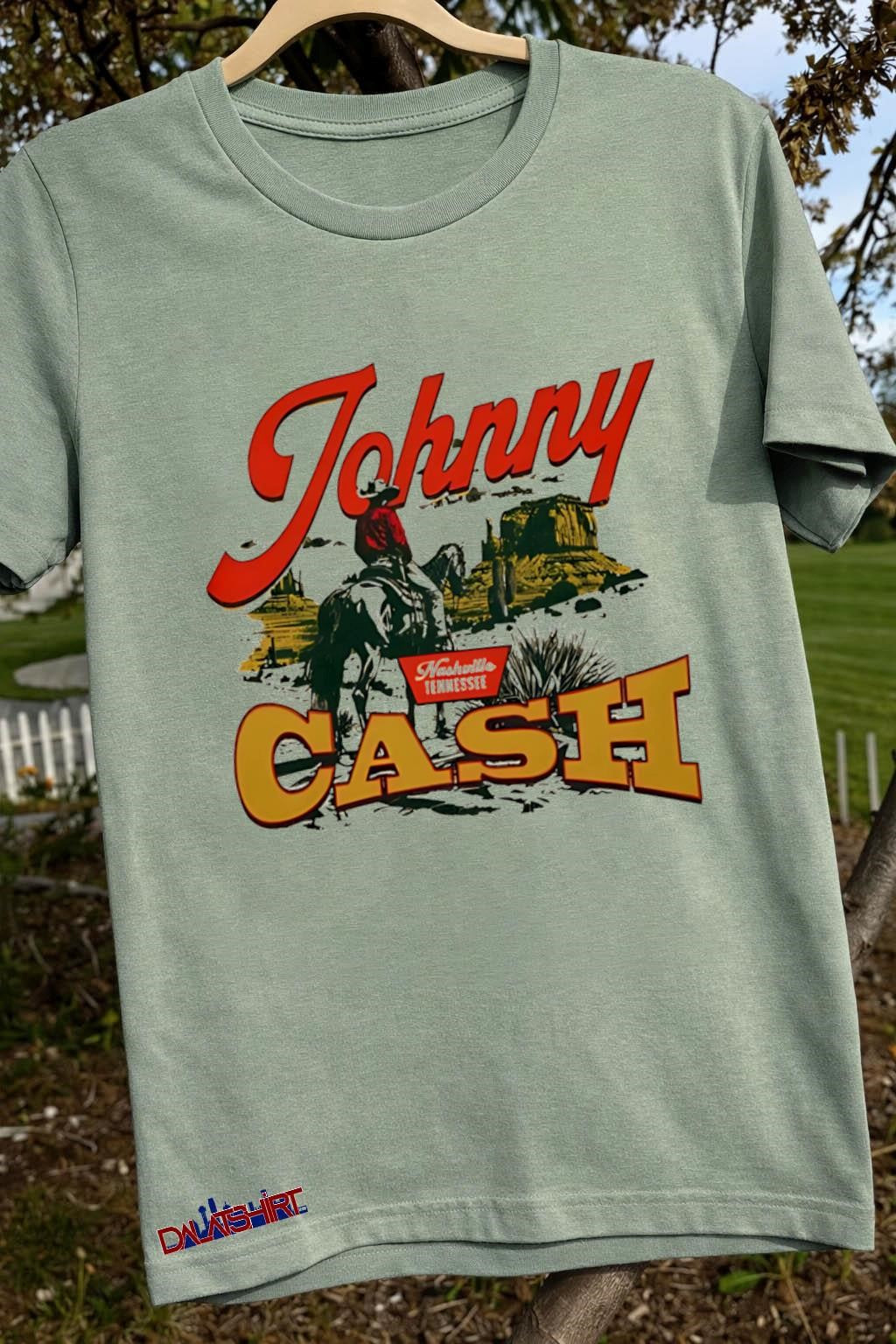 Johnny Cash Nashville Tennessee cowboy riding horse desert shirt