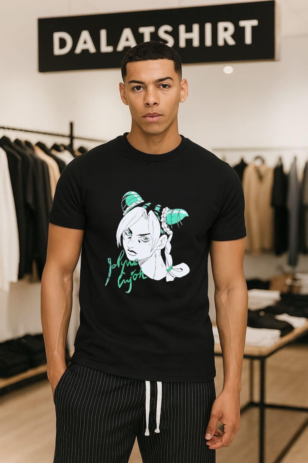 Jolyne Cujoh Anime Girl Character Green Glitter Hair Stone Ocean shirt