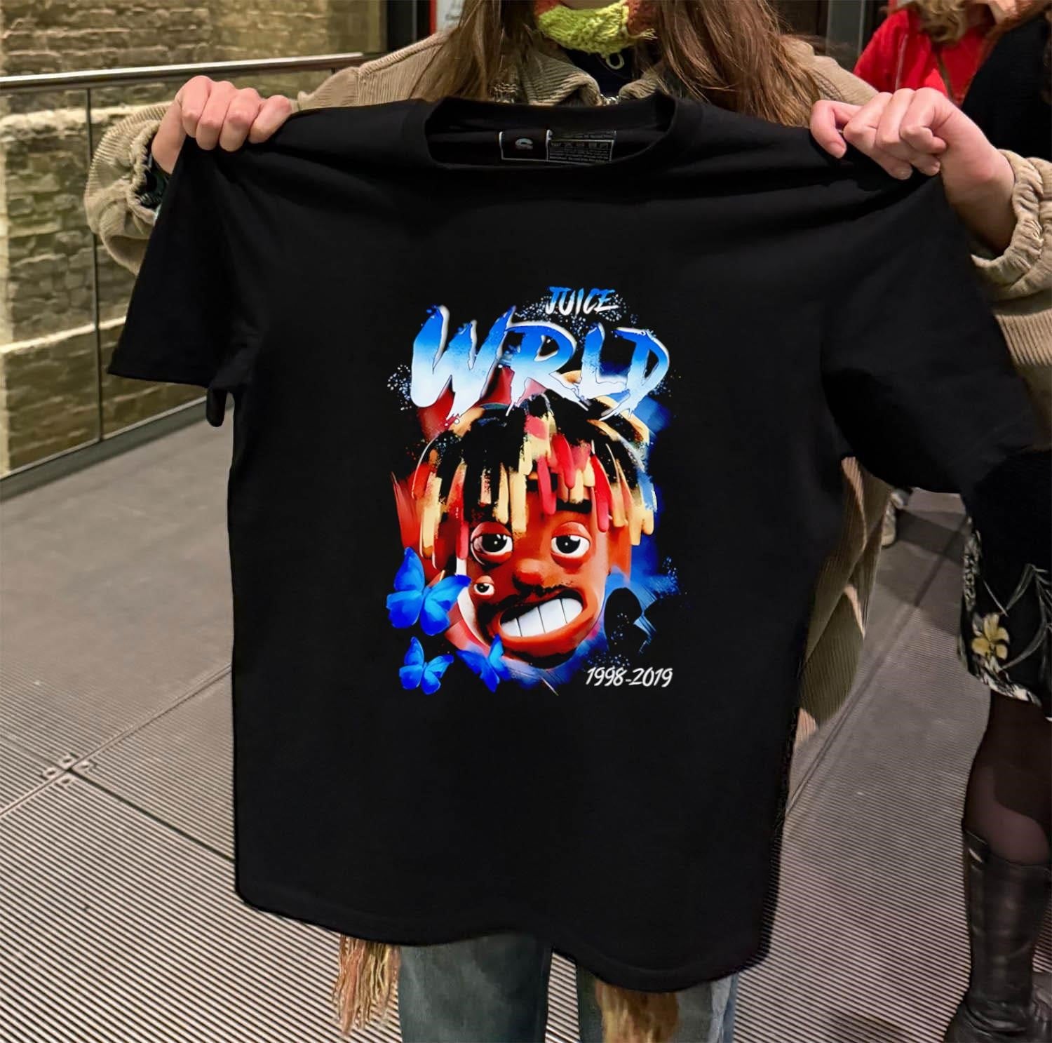Juice Wrld 1998-2019 Butterfly Portrait Memorial Music Fan shirt