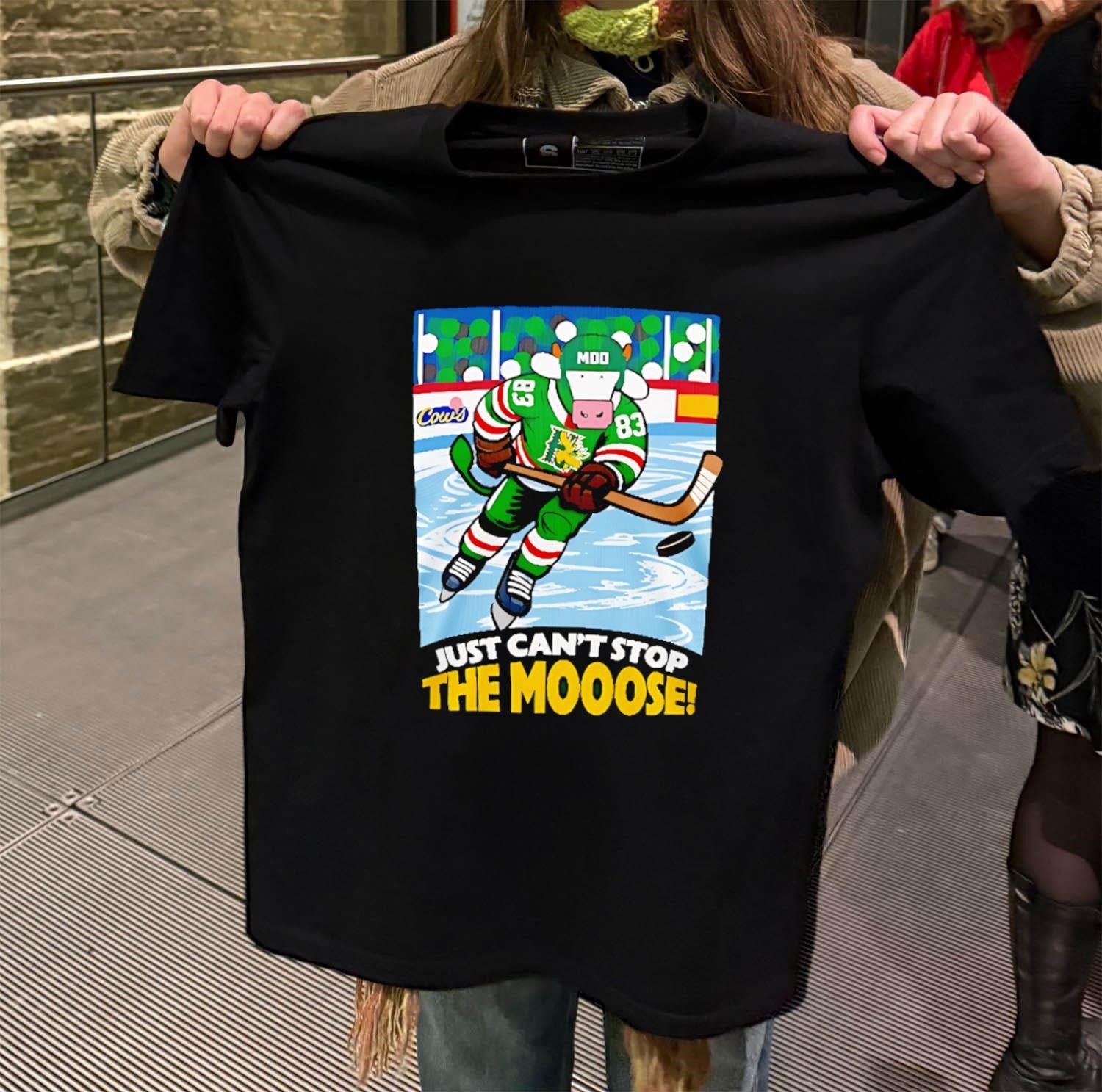 Just Can’t Stop The Mooose Hockey Cow Mascot shirt