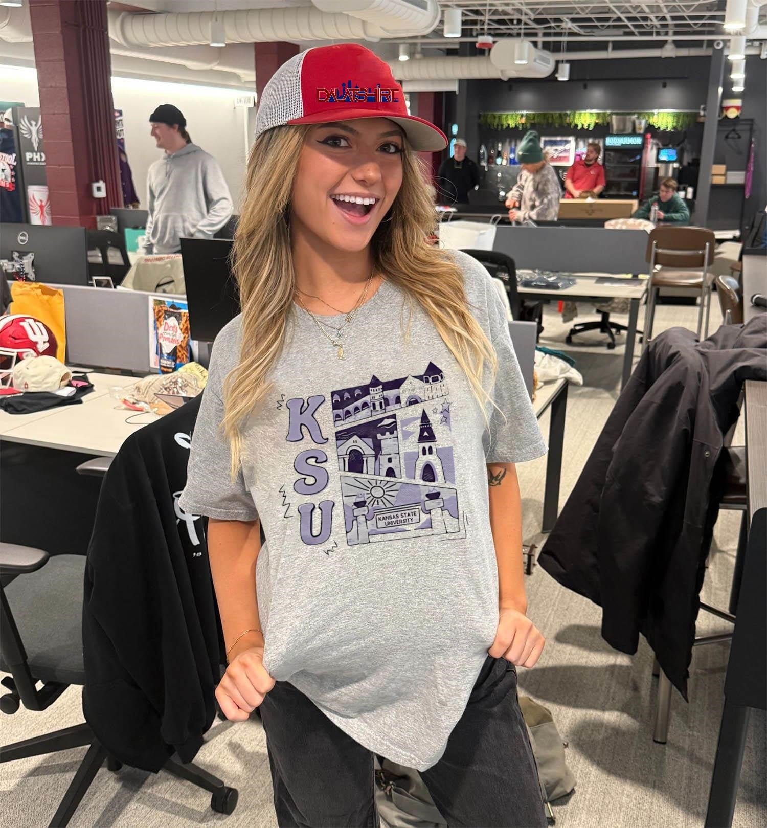 KSU Kansas State University Campus Buildings And Landmarks Sketch shirt