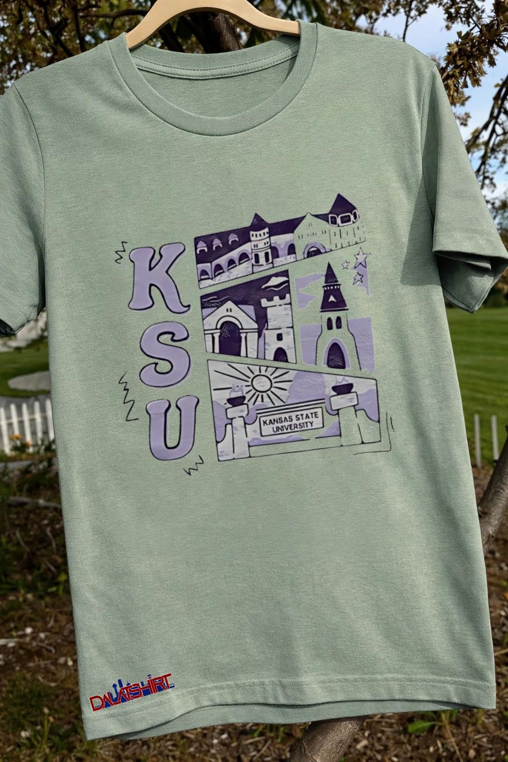 KSU Kansas State University Campus Buildings And Landmarks Sketch shirt