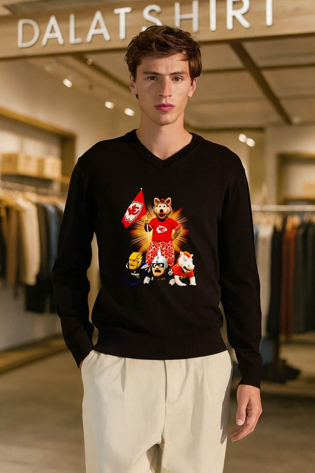 Kansas City Chiefs Mascot Standing Over Chargers Raiders Broncos shirt