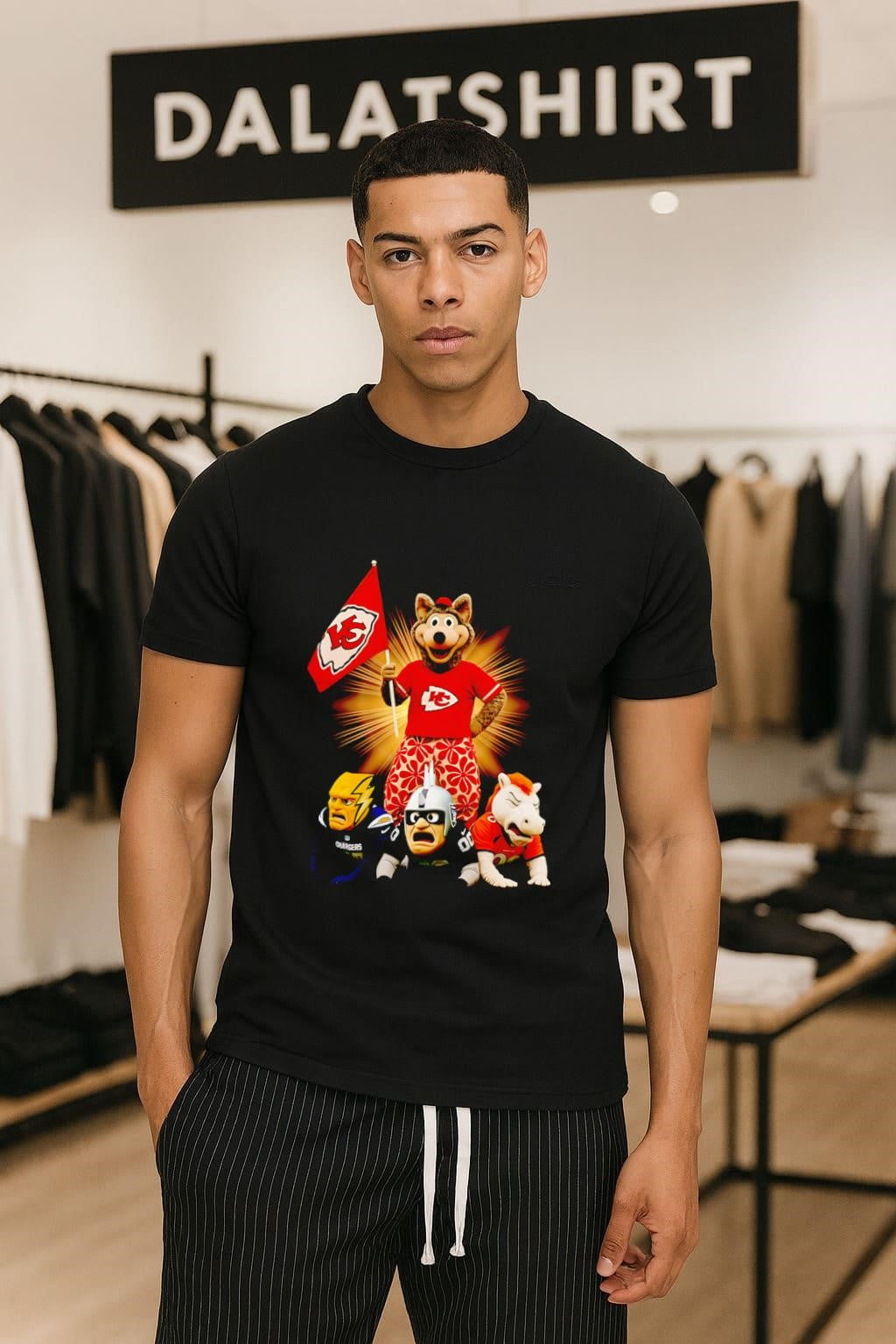 Kansas City Chiefs Mascot Standing Over Chargers Raiders Broncos shirt