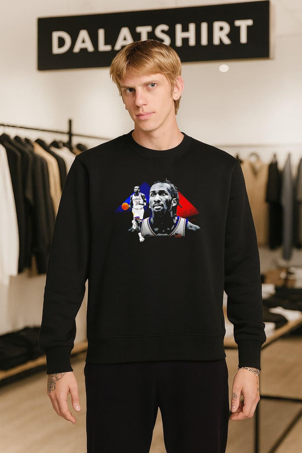 Kansas Jayhawks Basketball Player Portrait Sports Graphic shirt