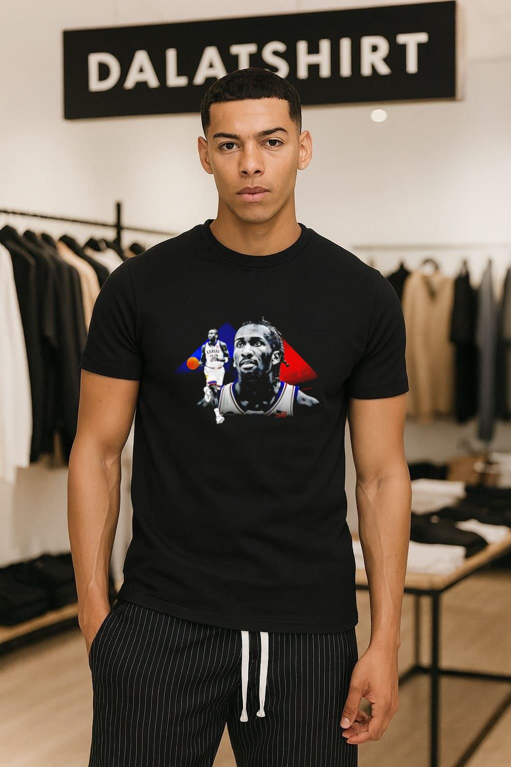 Kansas Jayhawks Basketball Player Portrait Sports Graphic shirt