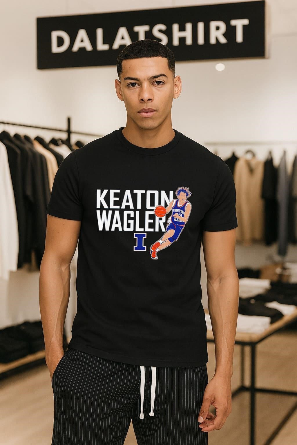 Keaton Wagler Fighting Illini Illinois Basketball College Sports shirt