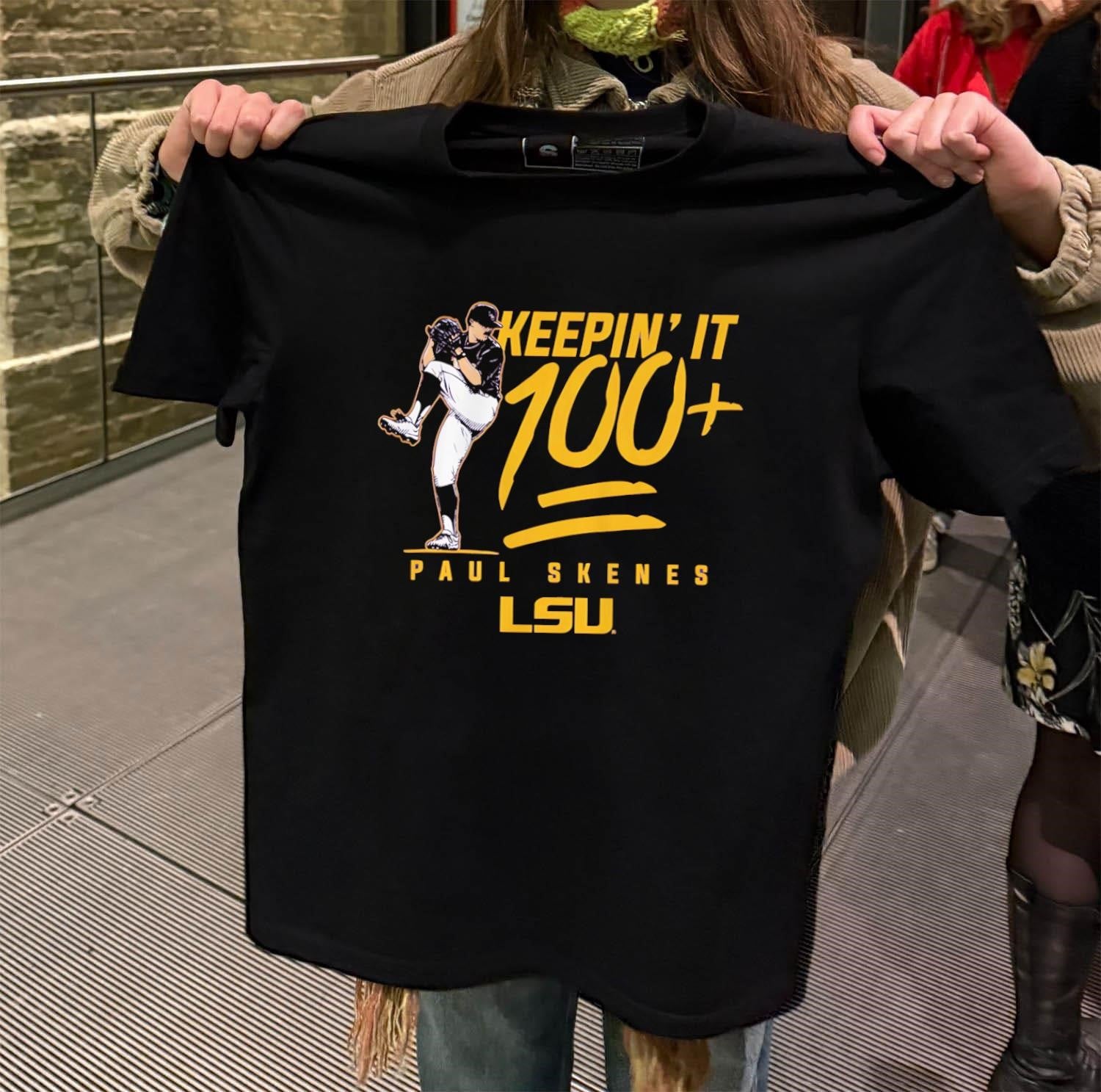 Keeping’ It 100 Paul Skenes LSU Pitcher Graphic shirt