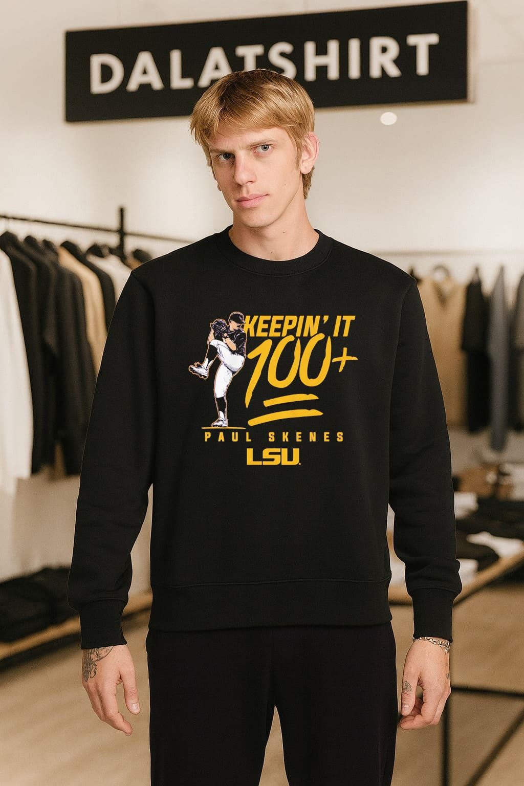 Keeping’ It 100 Paul Skenes LSU Pitcher Graphic shirt