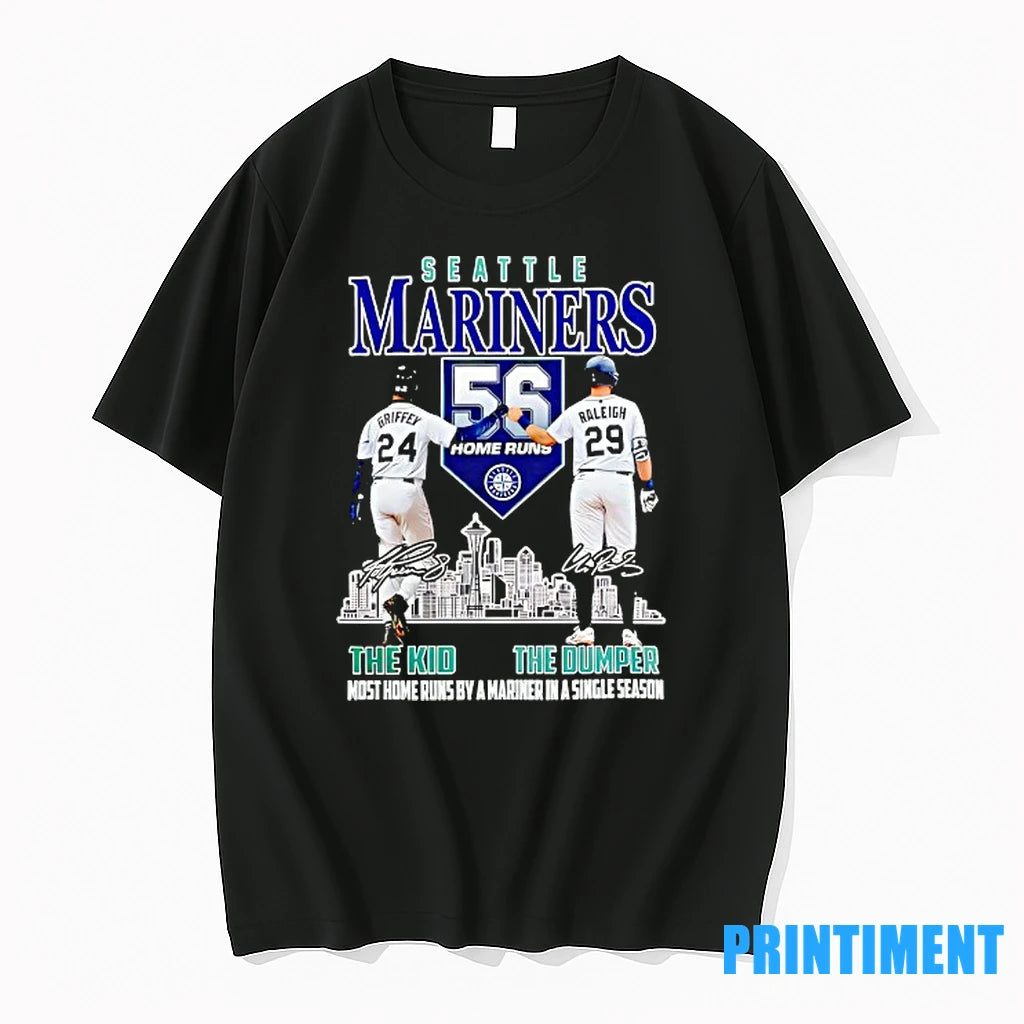 Ken Griffey Jr The Kid And Cal Raleigh The Dumper Seattle Mariners Baseball Signatures Tshirts