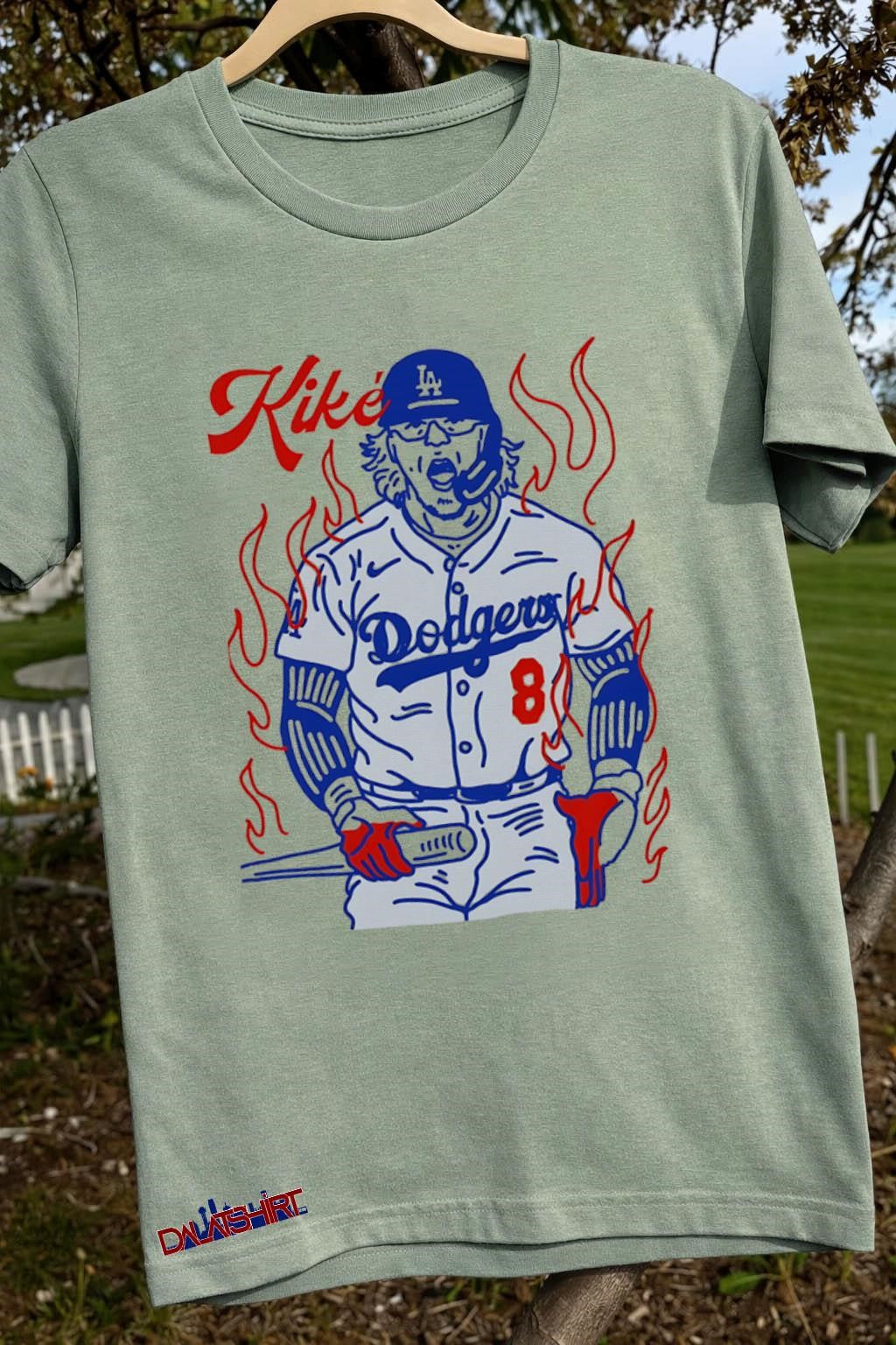 Kike Dodgers 8 Baseball Player Screaming On Fire shirt