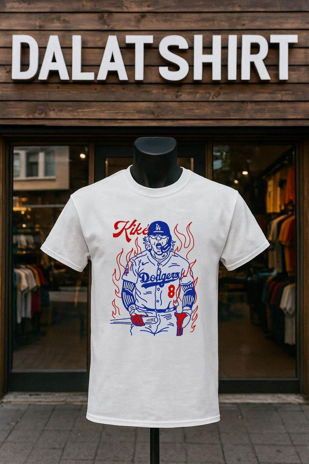 Kike Dodgers 8 Baseball Player Screaming On Fire shirt
