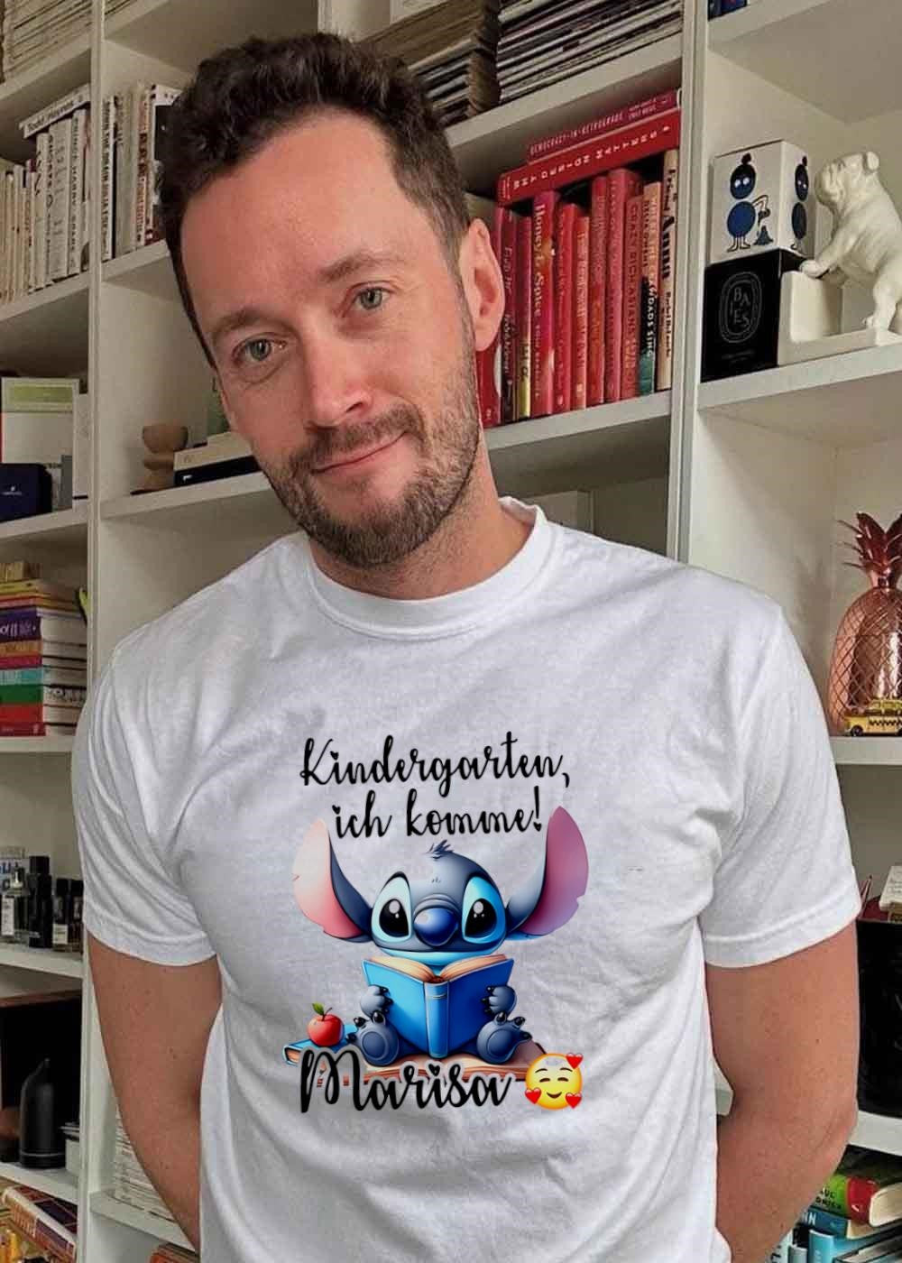 Kindergarten Ich Komme Marisa Cute Blue Alien Reading Book shirt