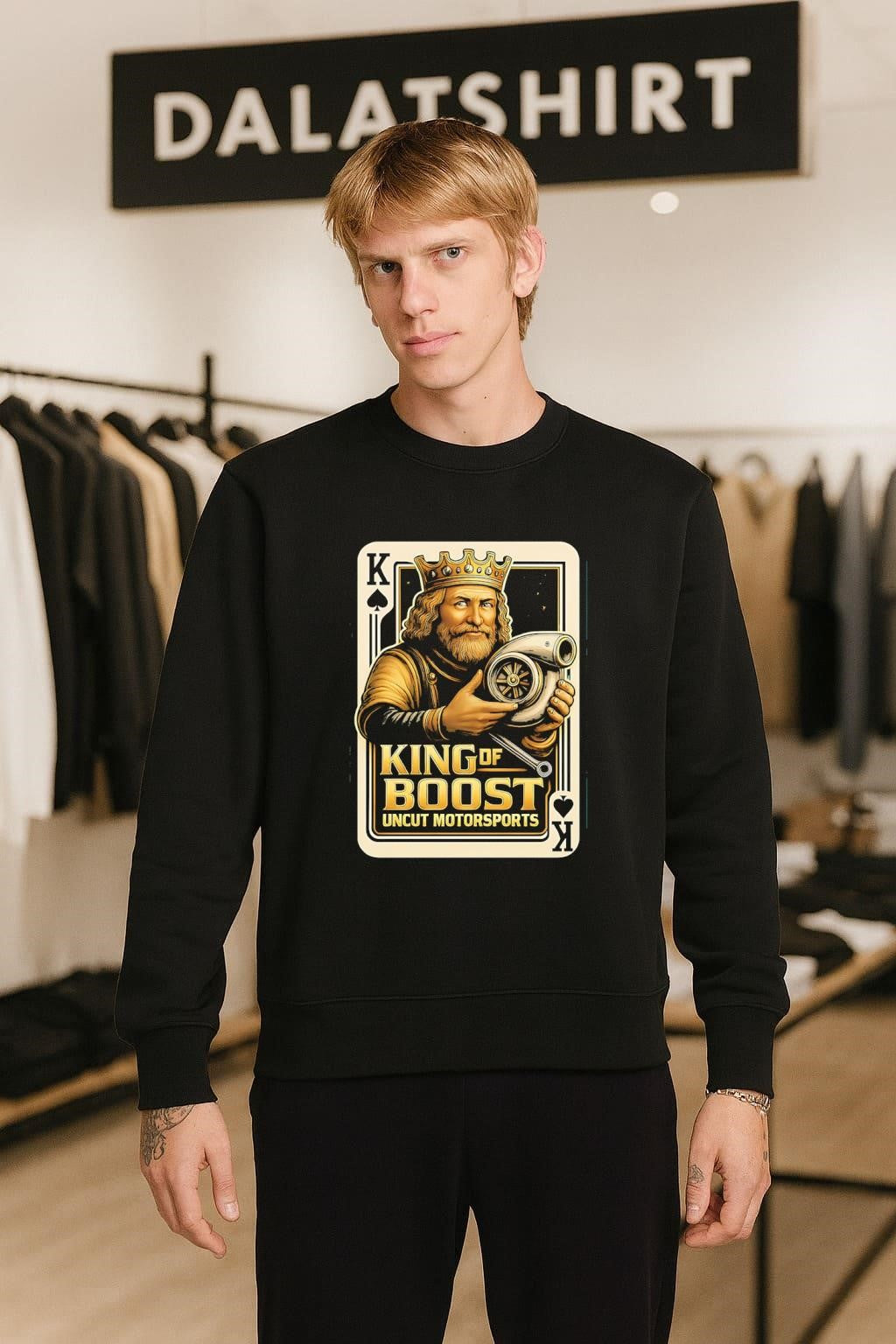 King Of Boost Uncut Motorsports king playing card shirt