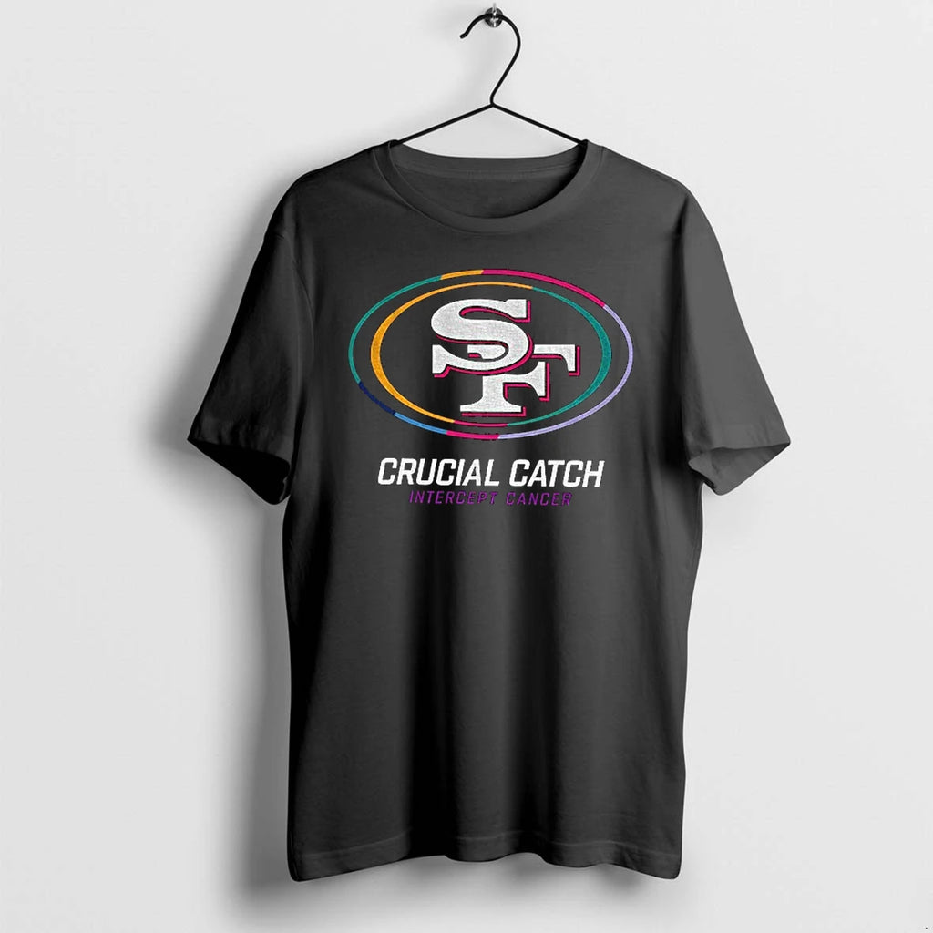 Kris Kocurek Wearing San Francisco Catch 49ers Intercept Cancer Logo Tshirts Sweater