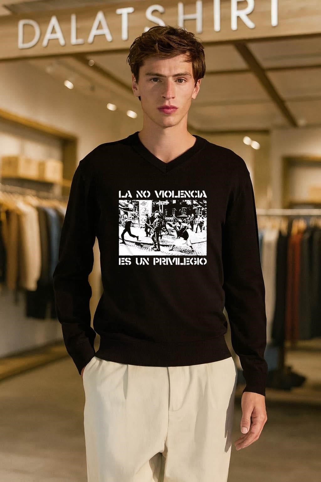 La No Violencia Es Un Privilegio Protest Scene Stencil Art shirt