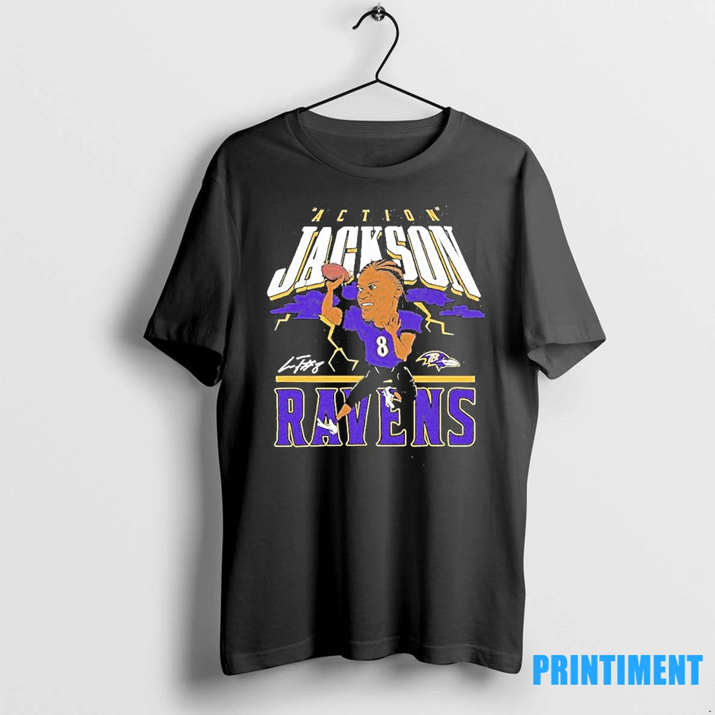 Lamar Jackson Baltimore Ravens Action Caricature Player Tshirts Sweater