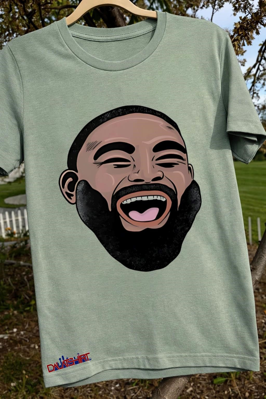 Laughing Man Face With Beard Graphic Design shirt