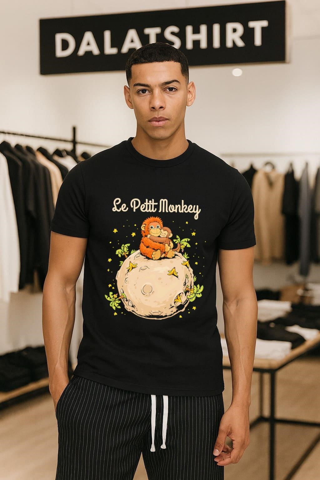 Le Petit Monkey Orangutan Hugging Baby On Moon shirt