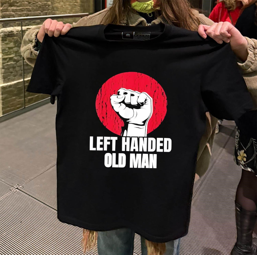 Left Handed Old Man Fist Red Circle shirt
