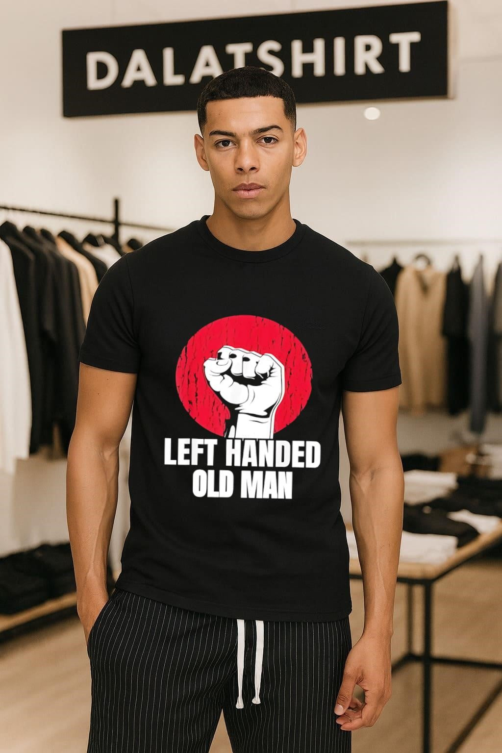 Left Handed Old Man Fist Red Circle shirt