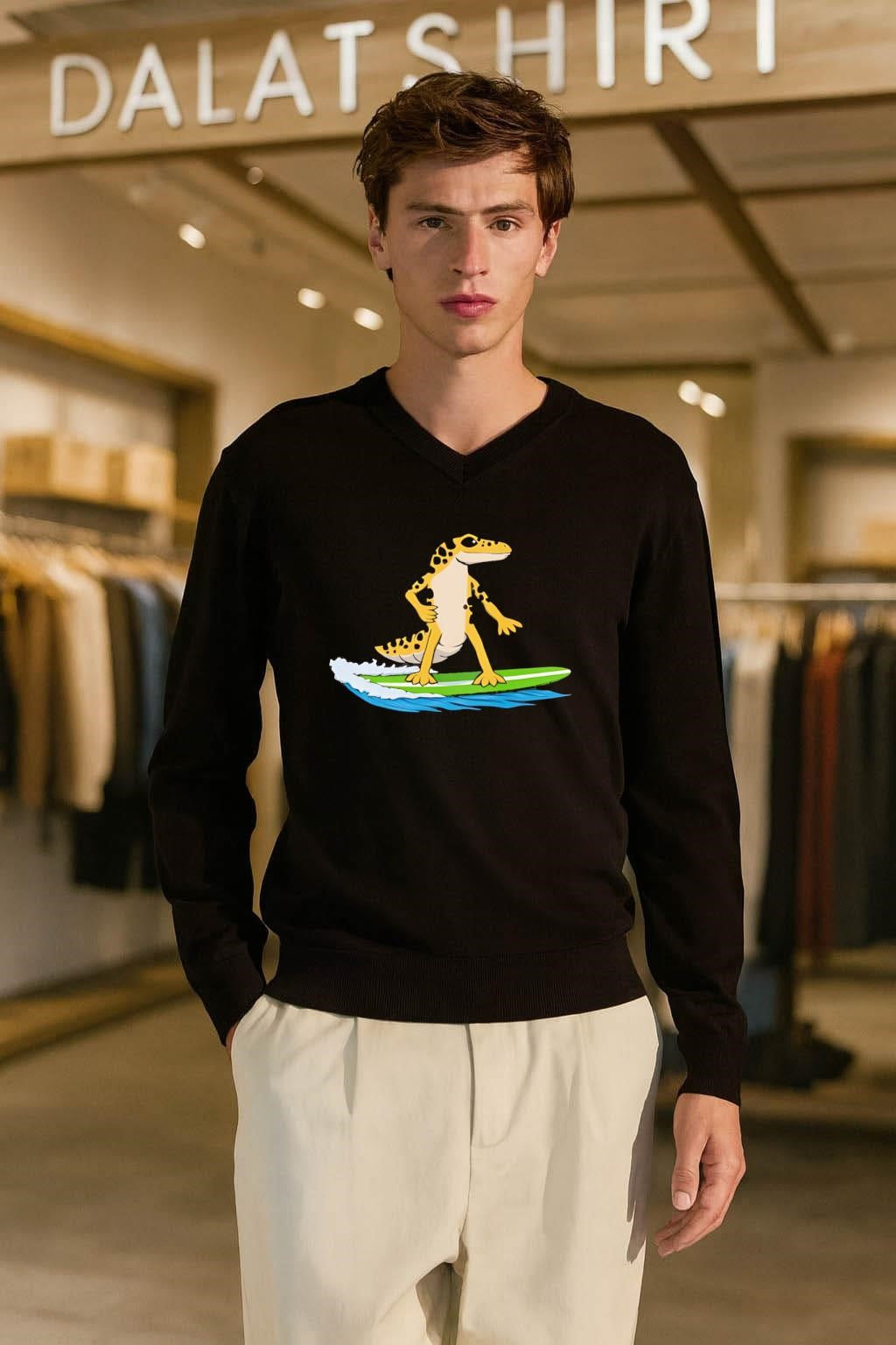 Leopard Gecko Yellow Lizard Surfing shirt