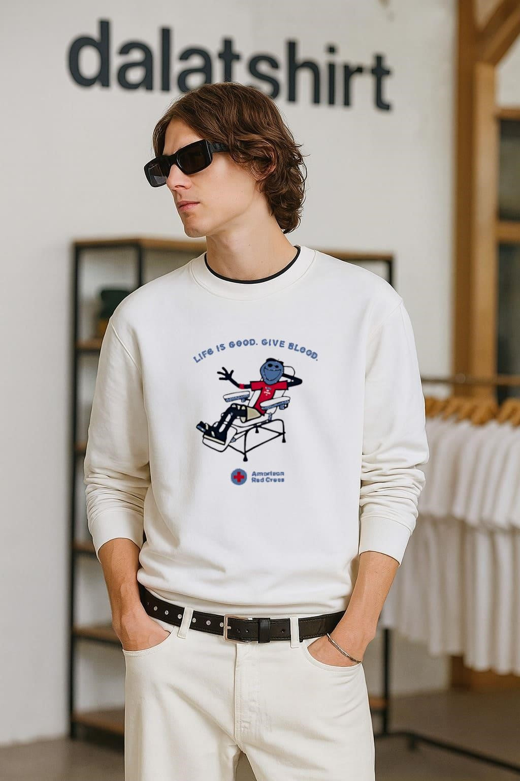 Life Is Good Give Blood American Red Cross shirt