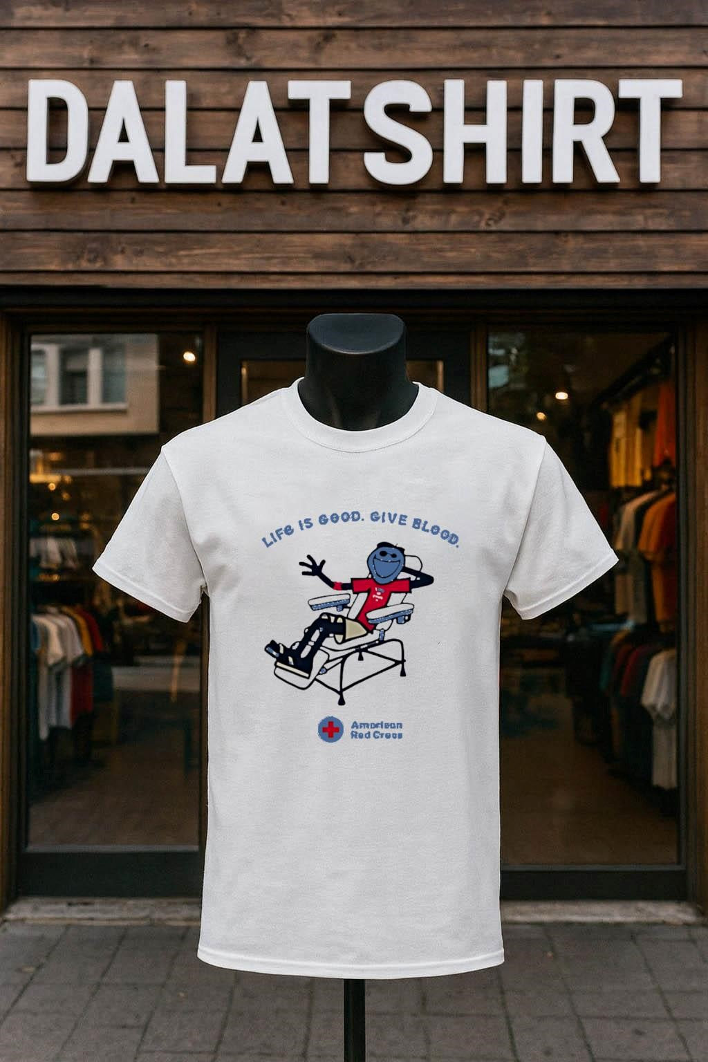 Life Is Good Give Blood American Red Cross shirt