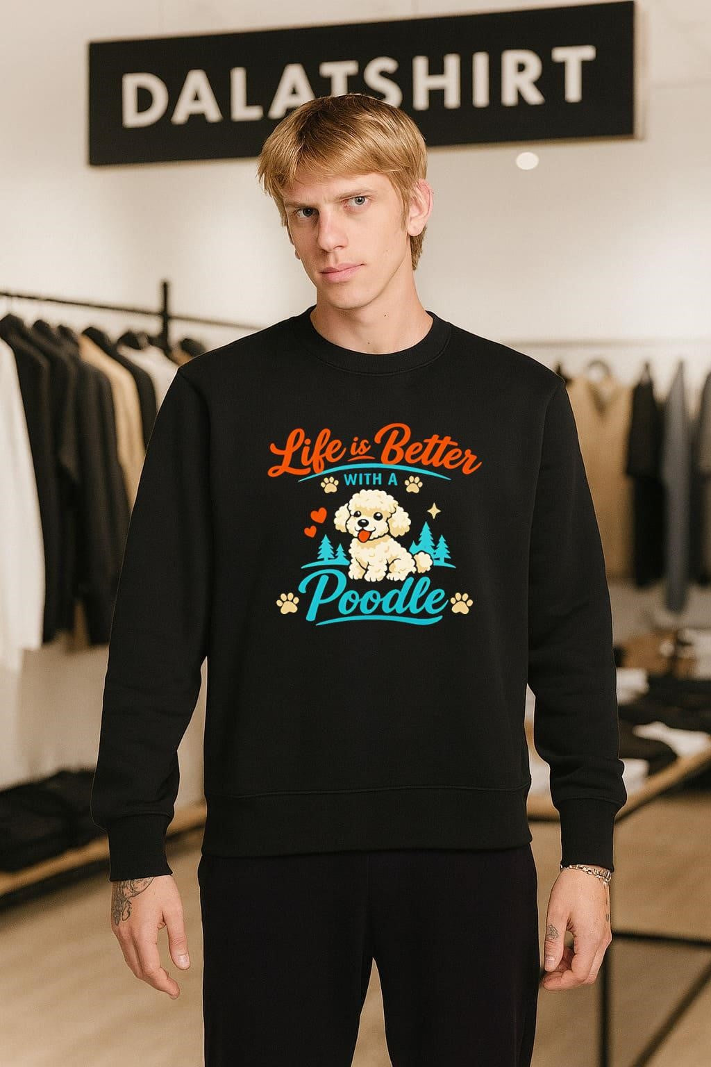 Life is Better with a Poodle Puppy and Pine Trees shirt