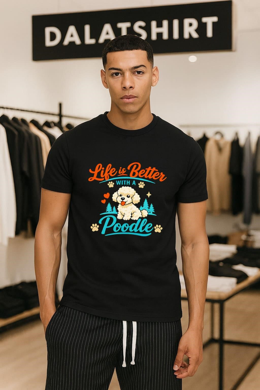 Life is Better with a Poodle Puppy and Pine Trees shirt
